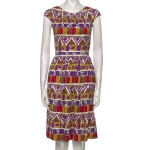 Stunning PRADA 2012 A-Line Printed Luxury Designer Scoop Mini Dress Size 0 XS